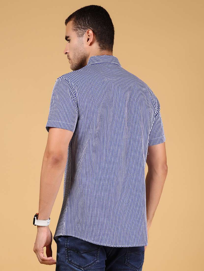 men striped short sleeve regular fit casual shirt - 21863127 -  Standard Image - 3