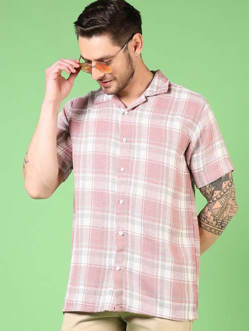 men checkered collared short sleeve casual shirt - 21863145 -  Standard Image - 0