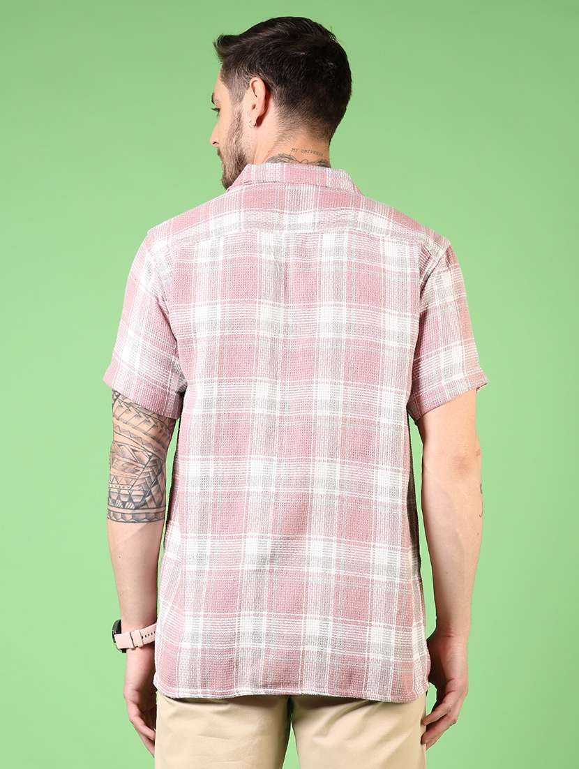 men checkered collared short sleeve casual shirt - 21863145 -  Standard Image - 3