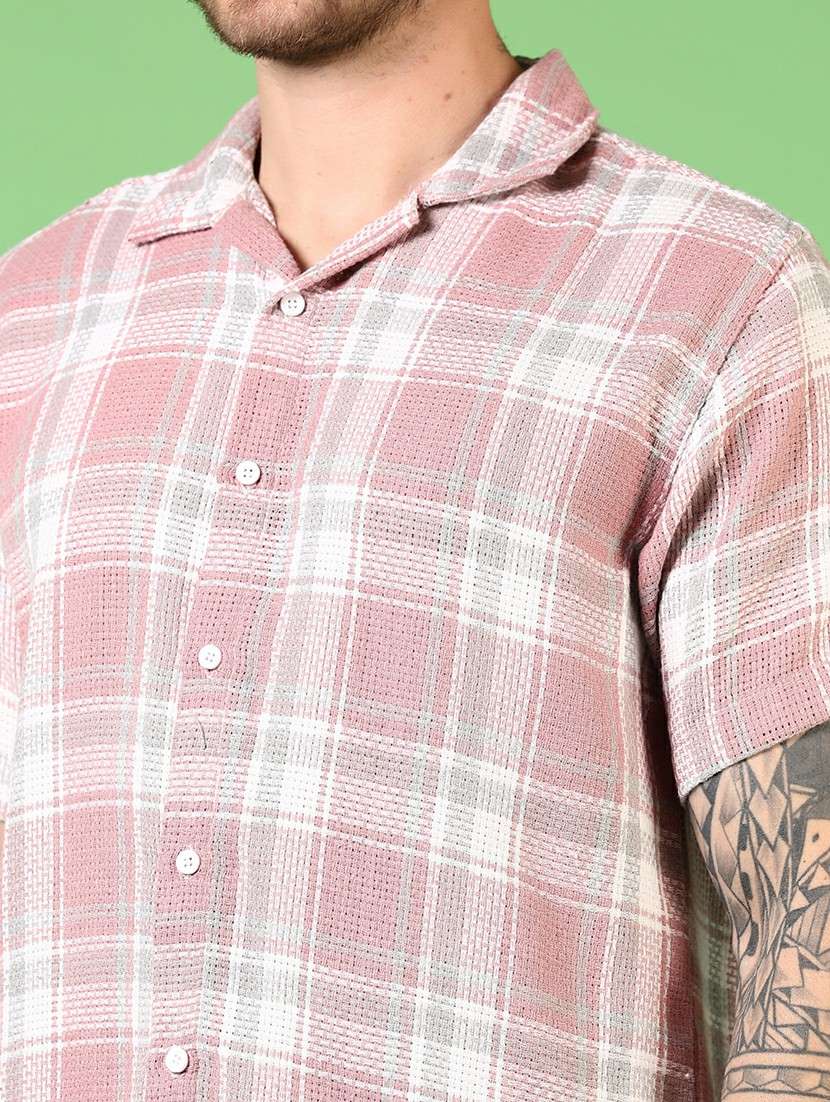 men checkered collared short sleeve casual shirt - 21863145 -  Standard Image - 5