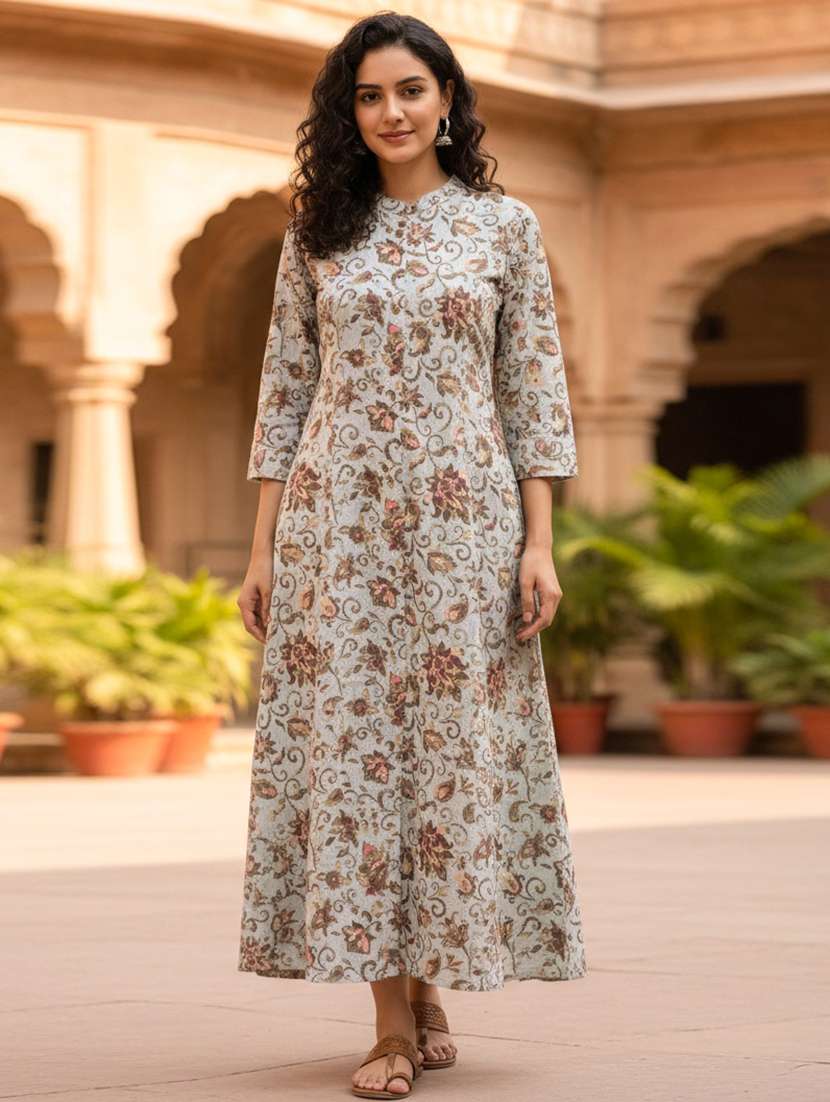 women floral print flared kurta
