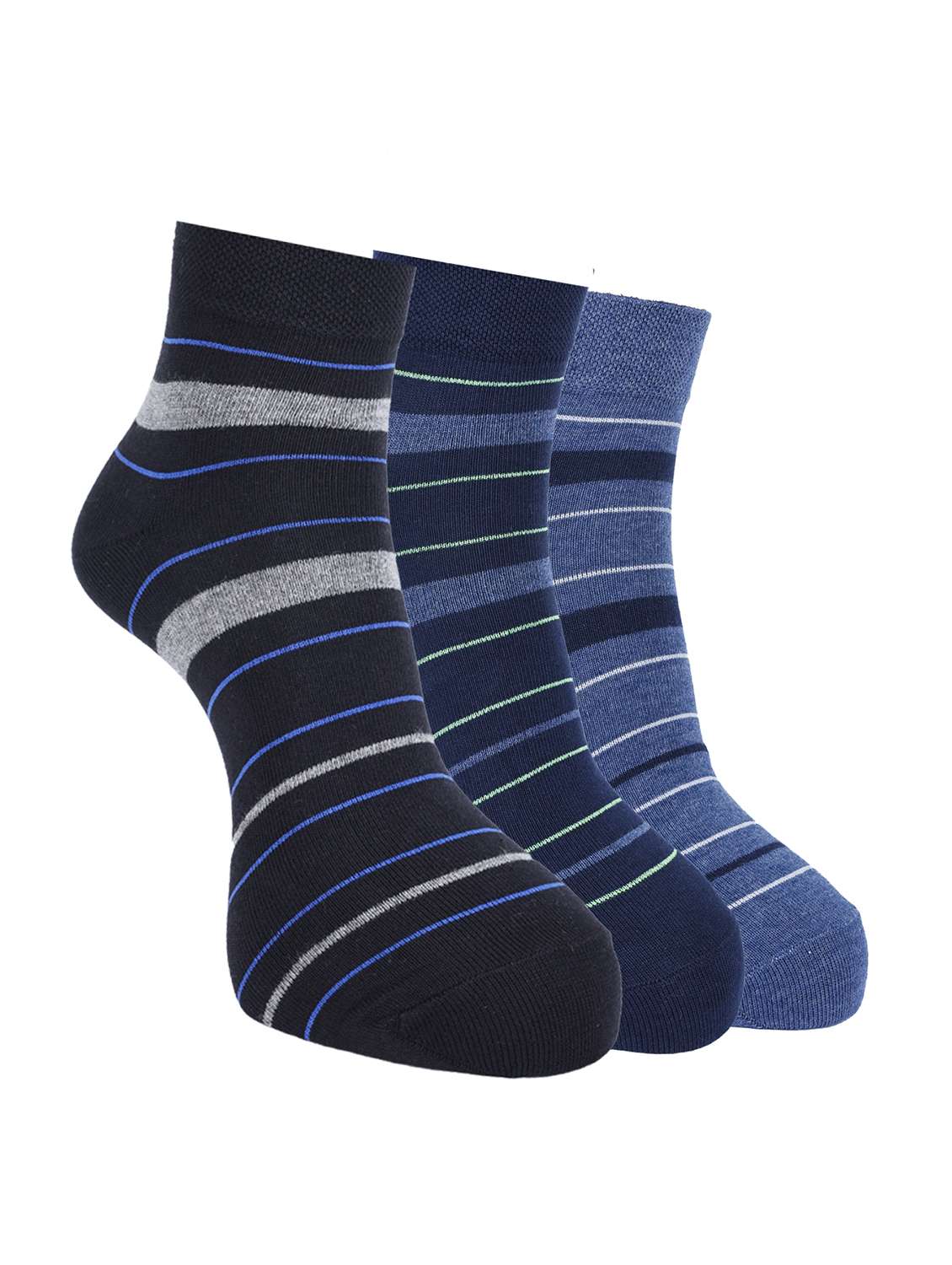men pack of 3 striped ankle length sock