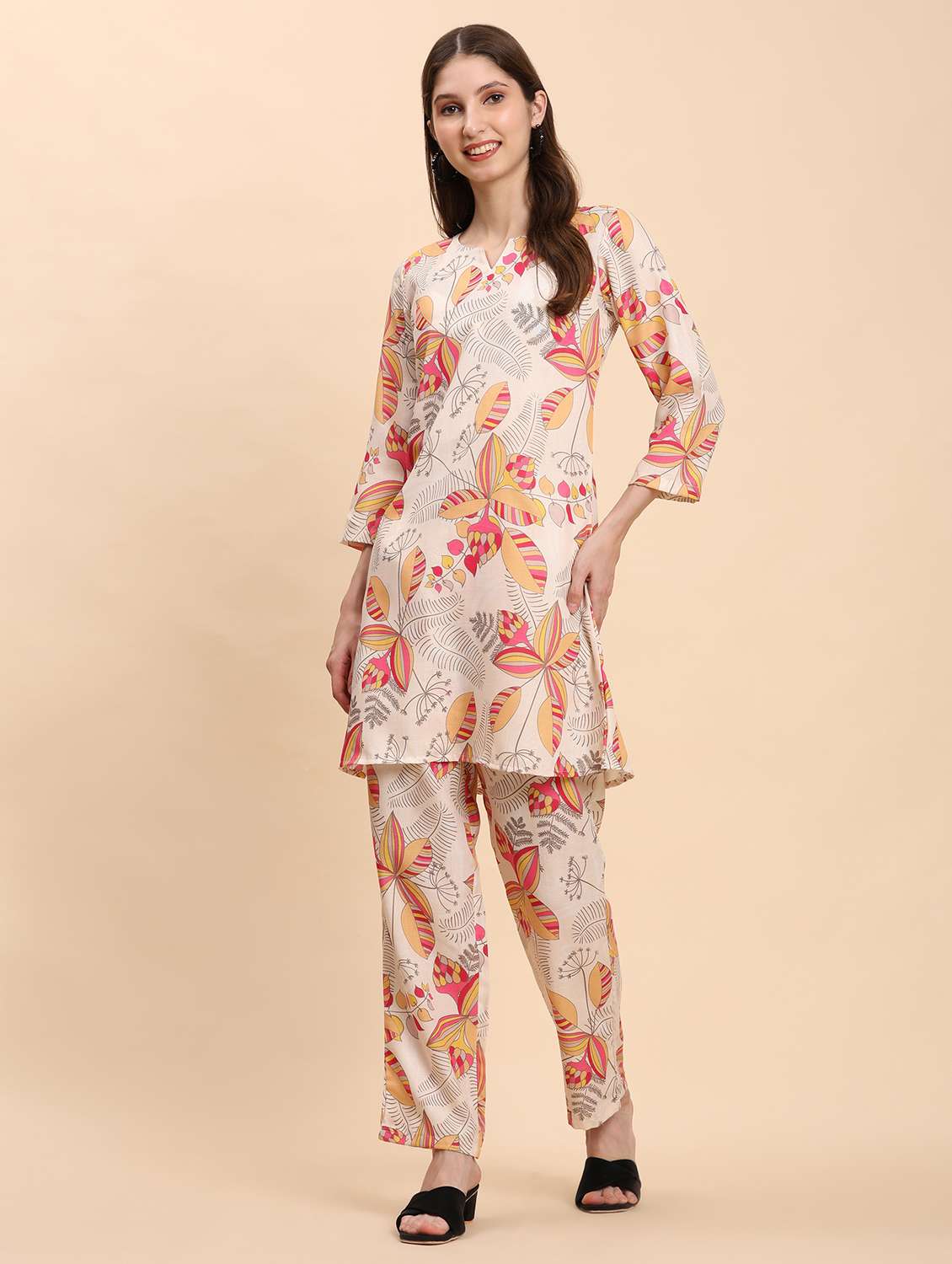 women printed shirt and short co-ord set - 21863813 -  Standard Image - 3