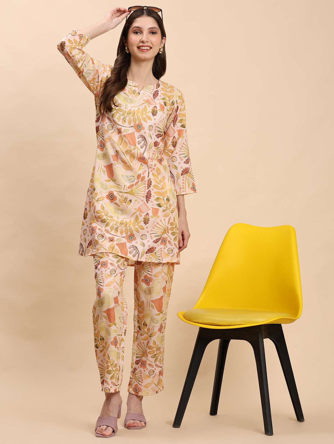  women printed shirt and short co-ord set