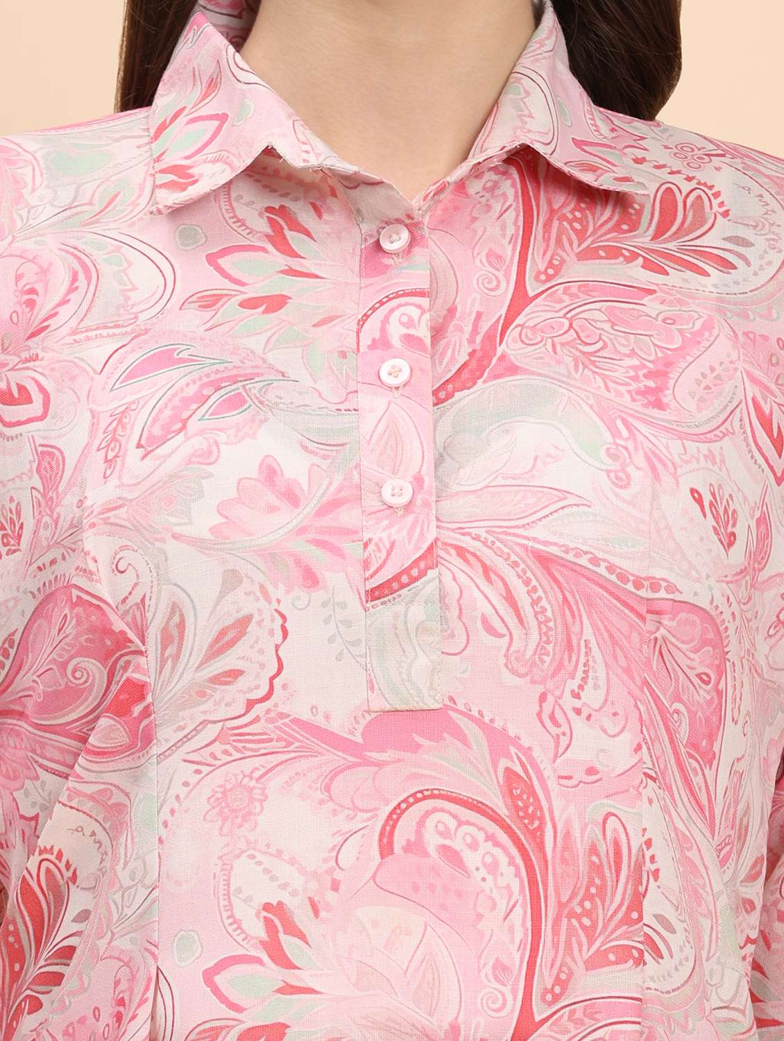 women paisley printed shirt and trouser co-ord set - 21863832 - Standard Image - 5