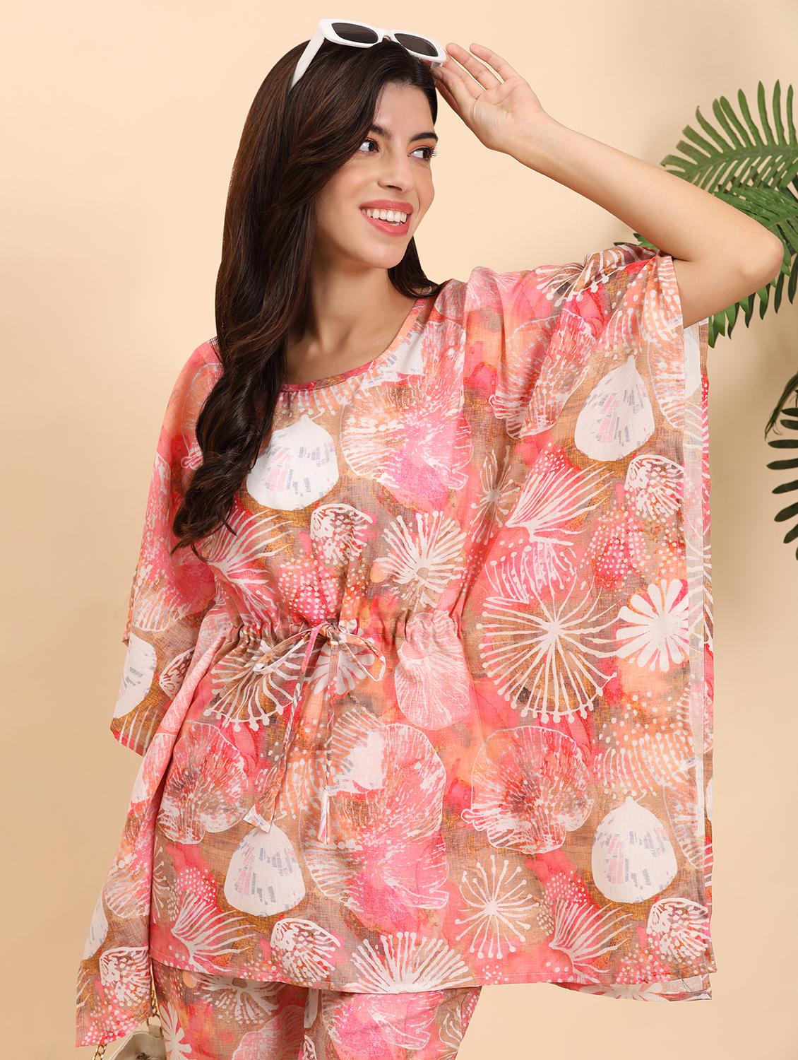 women printed kaftan top and trouser co-ord set - 21863835 - Standard Image - 5