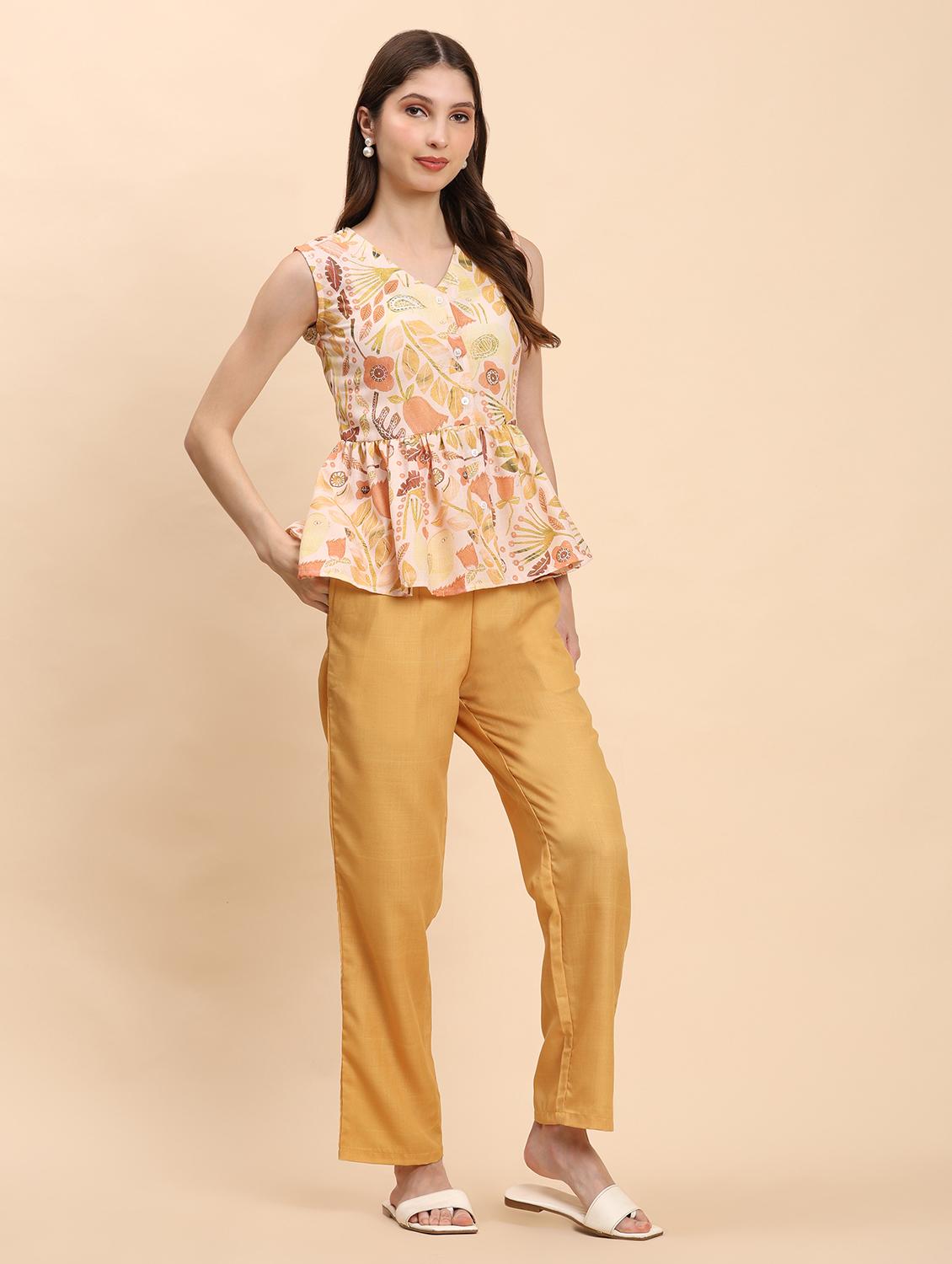 women printed top and trouser co-ord set - 21863849 - Standard Image - 3