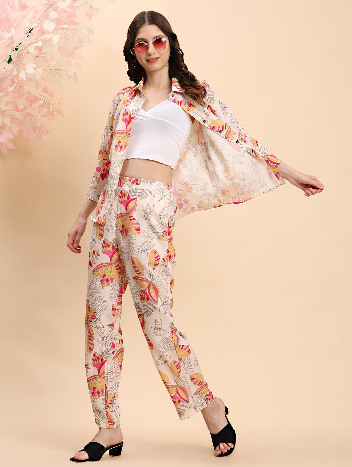 women printed shirt and trouser co-ord set - 21863863 -  Zoom Image - 0