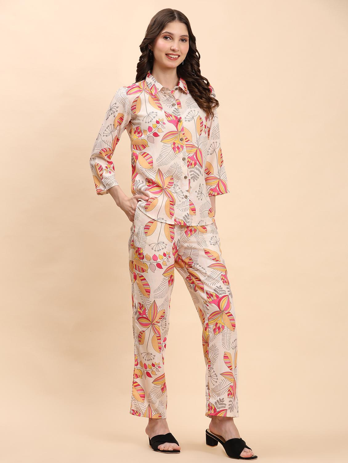 women printed shirt and trouser co-ord set - 21863863 - Standard Image - 3