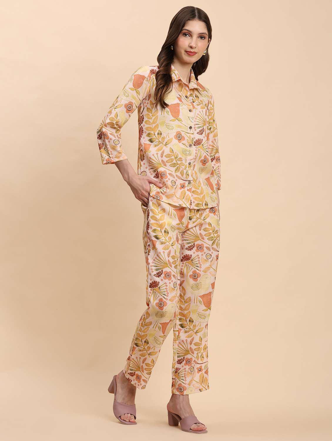 women printed shirt and trouser co-ord set - 21863869 -  Standard Image - 3
