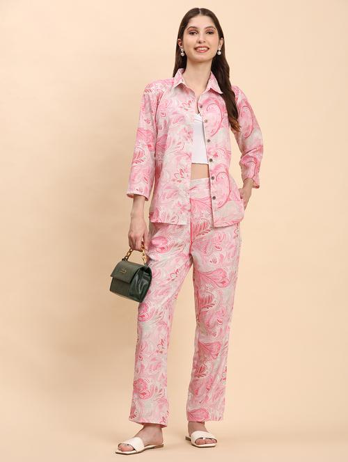 women paisley printed shirt and trouser co-ord set - 21863872 - Standard Image - 0