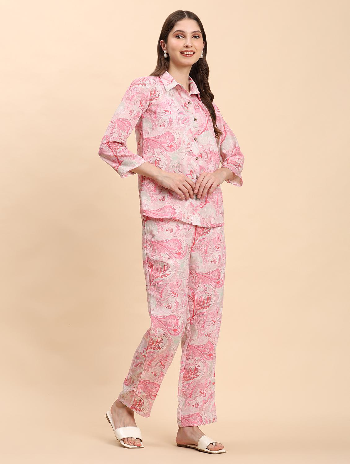 women paisley printed shirt and trouser co-ord set - 21863872 - Standard Image - 3