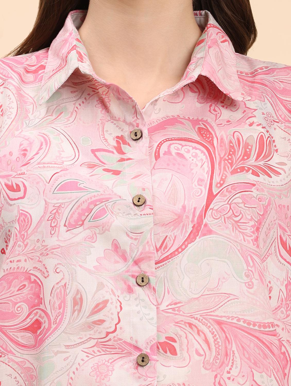 women paisley printed shirt and trouser co-ord set - 21863872 - Standard Image - 5