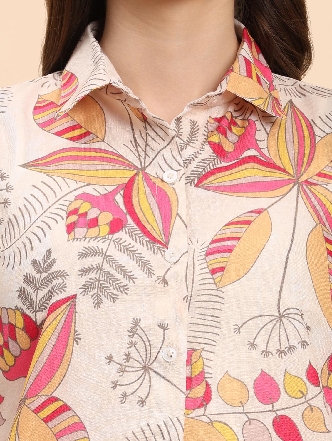 women printed shirt & shorts co-ord set - 21863873 - Standard Image - 5