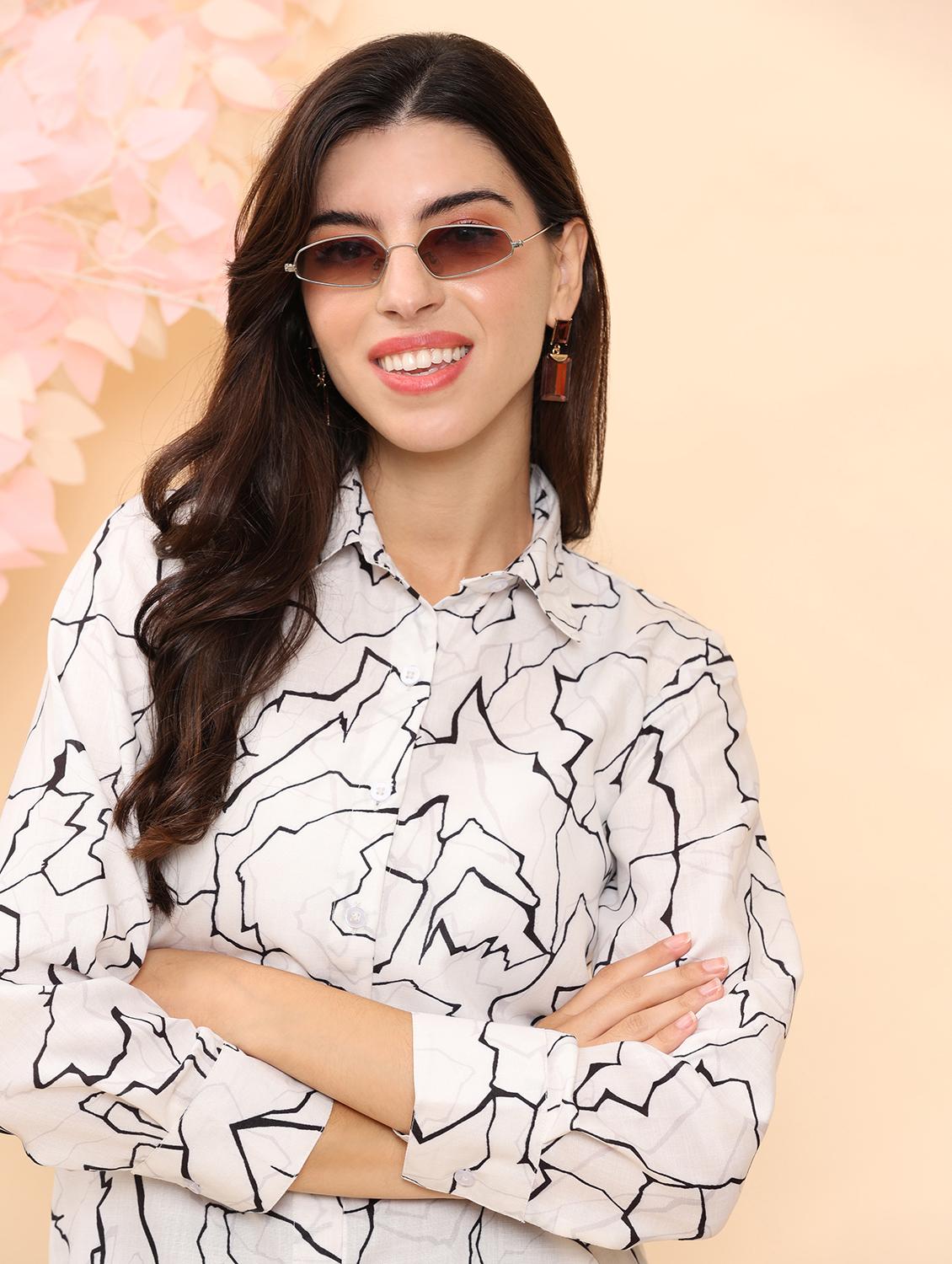 women printed shirt & shorts co-ord set - 21863874 - Standard Image - 5