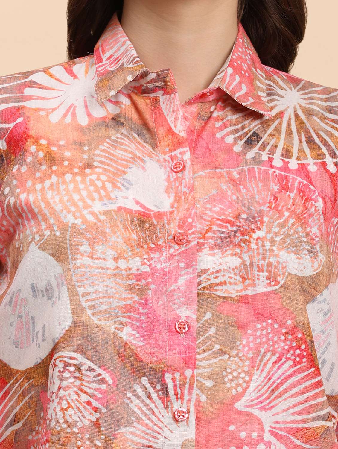 women printed shirt & shorts co-ord set - 21863875 - Standard Image - 5