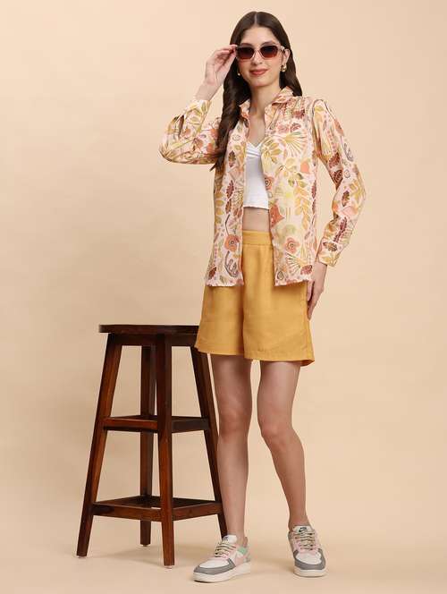 women printed shirt & shorts co-ord set - 21863879 -  Standard Image - 0