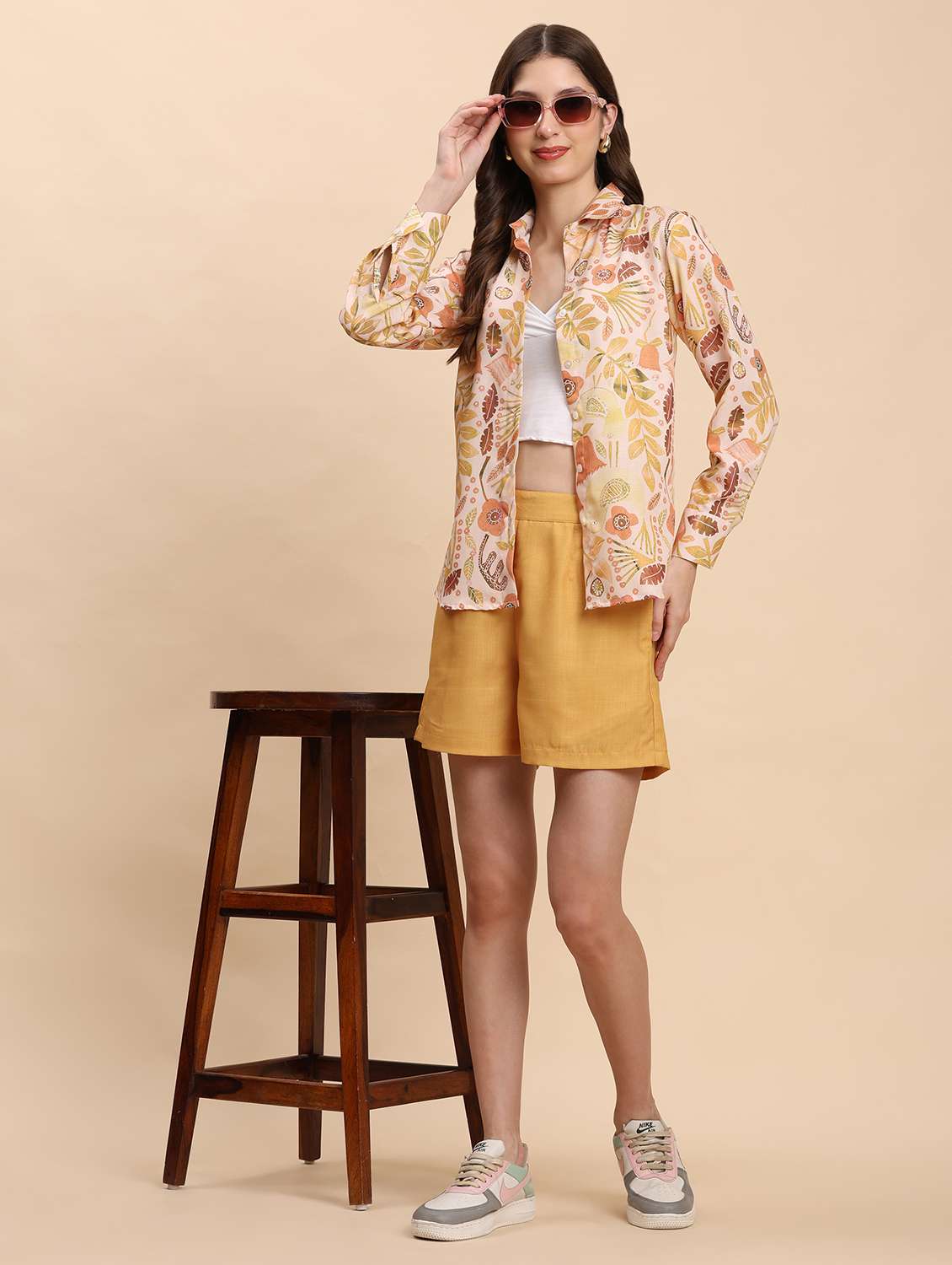 women printed shirt & shorts co-ord set - 21863879 -  Zoom Image - 0