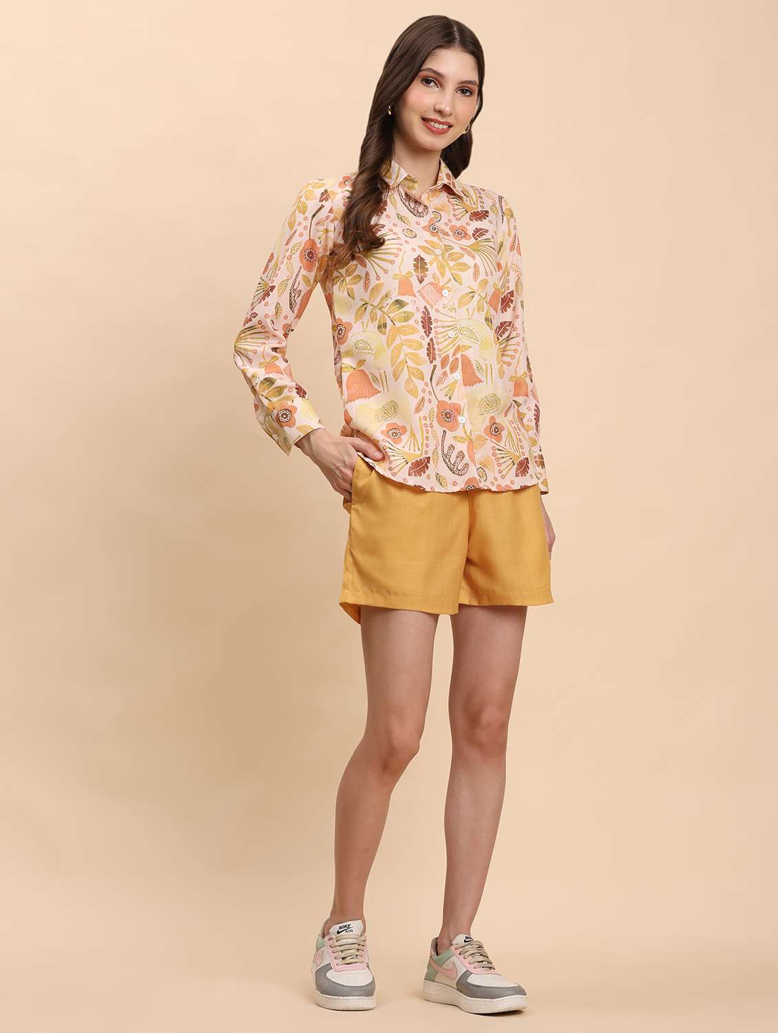 women printed shirt & shorts co-ord set - 21863879 - Standard Image - 3