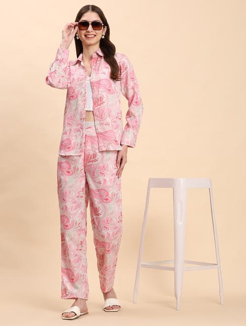 women printed shirt and trouser co-ord set - 21863882 - Standard Image - 0