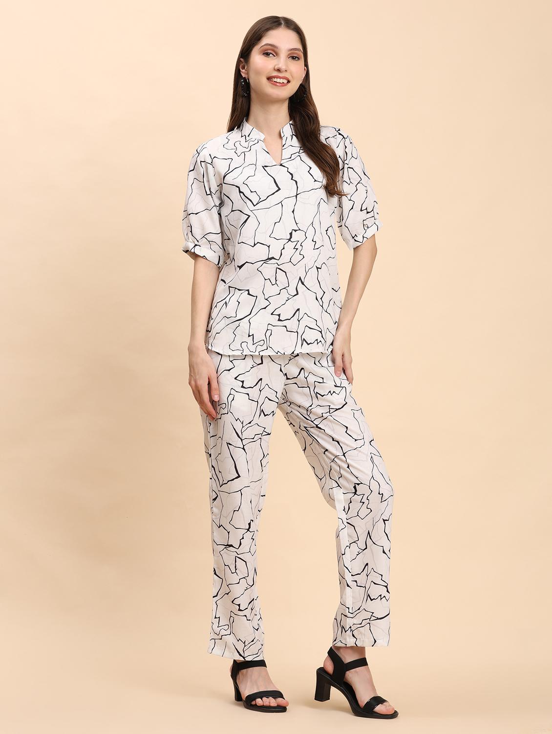women printed top and trouser co-ord set - 21863896 - Standard Image - 3