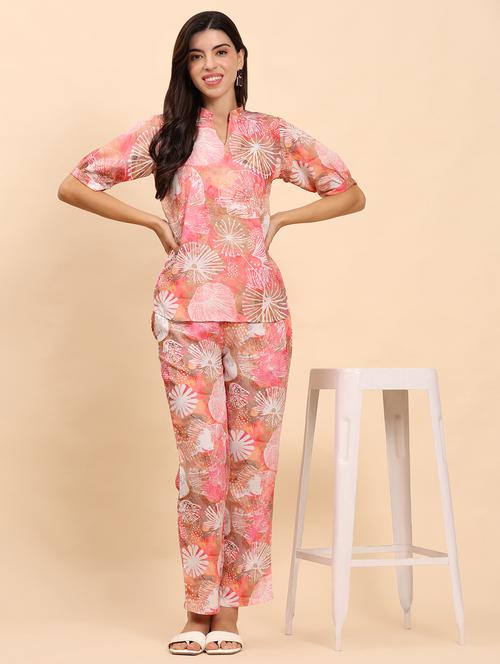 women printed top and trouser co-ord set - 21863897 - Standard Image - 0