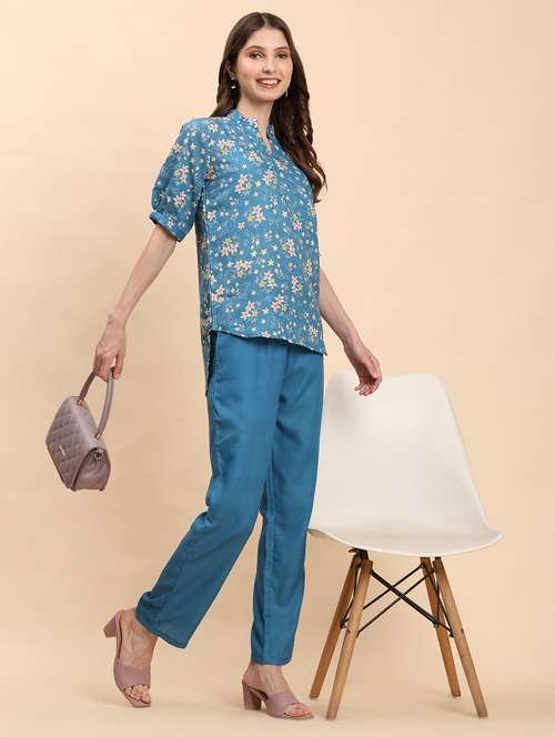 women floral printed top and trouser co-ord set - 21863900 - Standard Image - 0