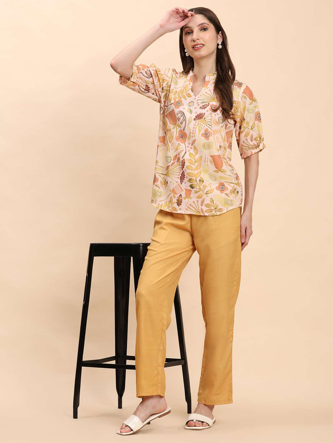 women printed top and trouser co-ord set - 21863901 - Zoom Image - 0