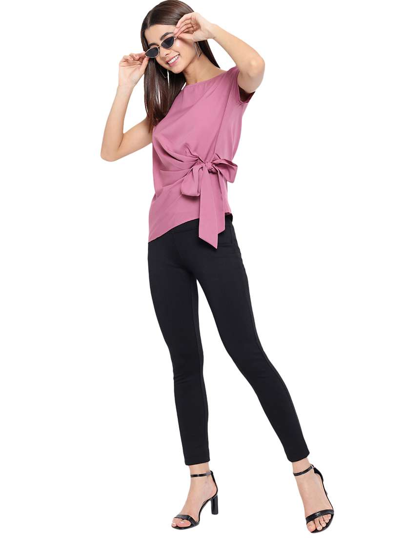 women solid round neck regular top - 21863996 - Standard Image - 5