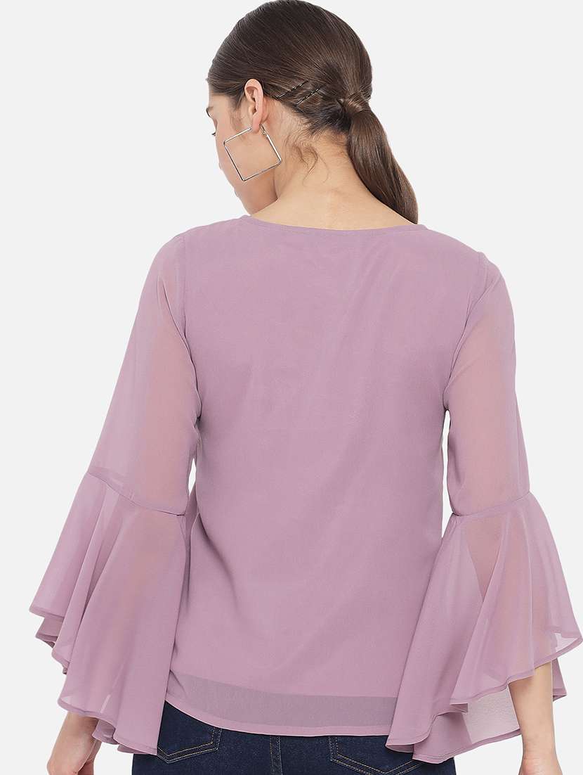 women solid flared sleeves regular top - 21864028 - Standard Image - 3