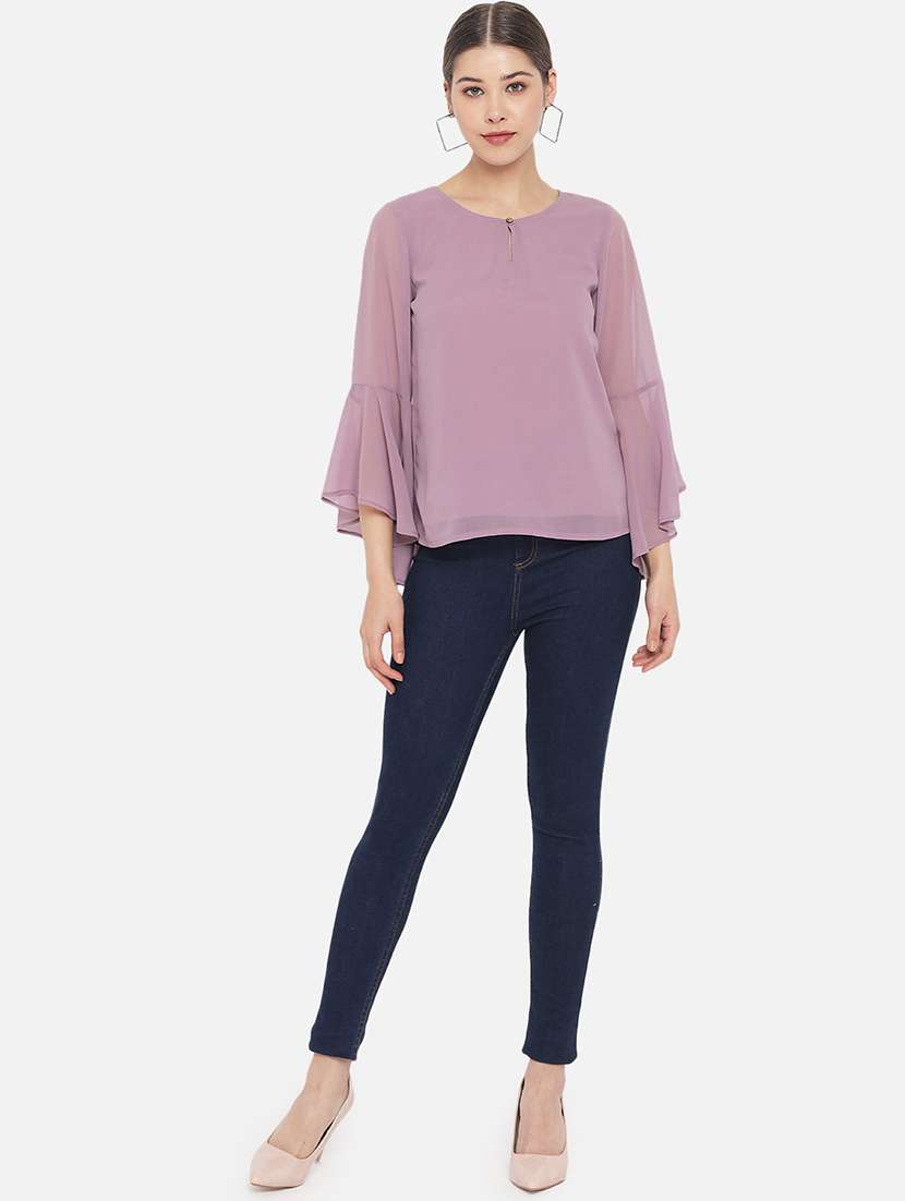 women solid flared sleeves regular top - 21864028 - Standard Image - 5