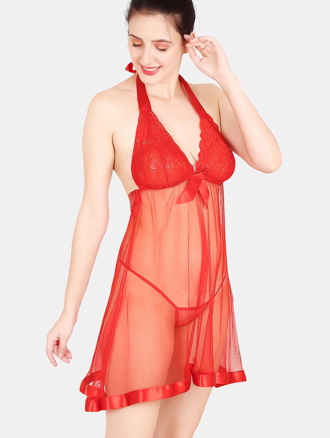 women halter neck lace babydoll - 21864050 - Standard Image - 3