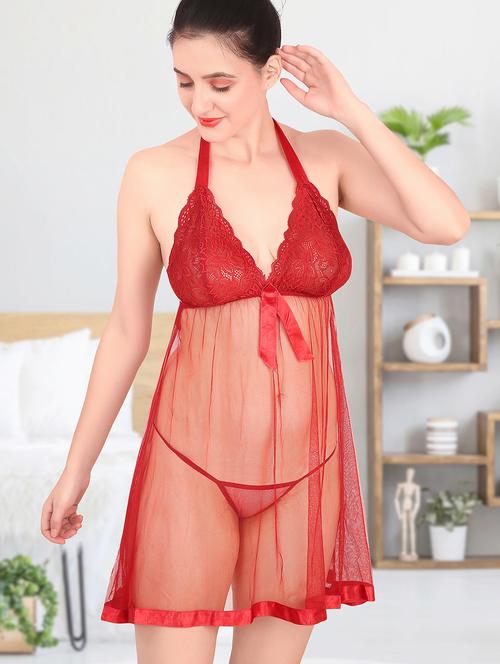 women halter neck lace babydoll - 21864053 - Standard Image - 0