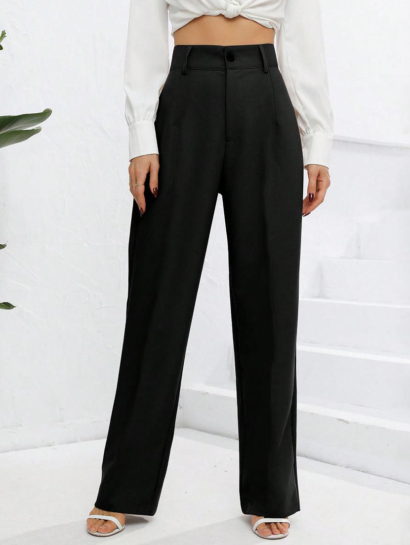 women high rise pleated straight trouser - 21864127 - Zoom Image - 0
