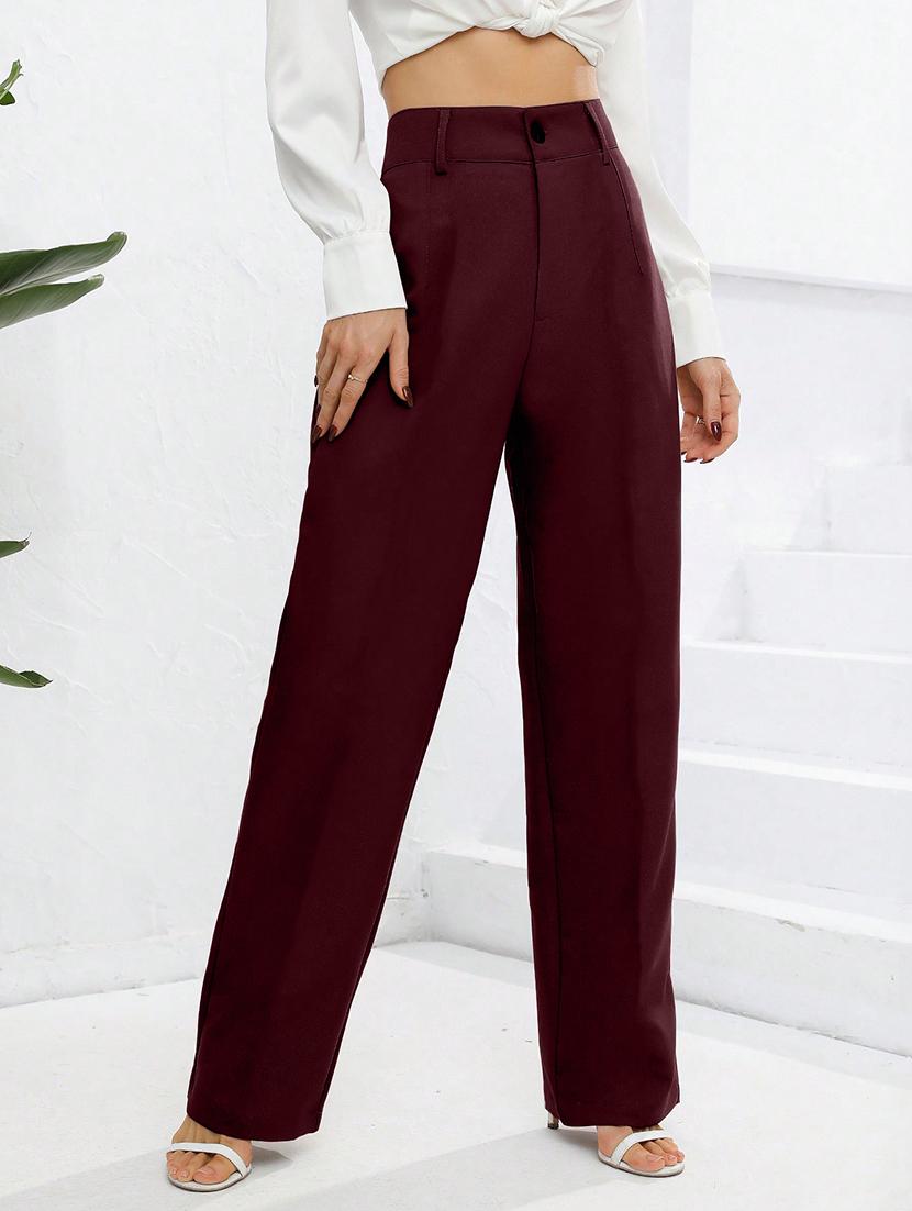 women high rise pleated straight trouser - 21864128 - Zoom Image - 0
