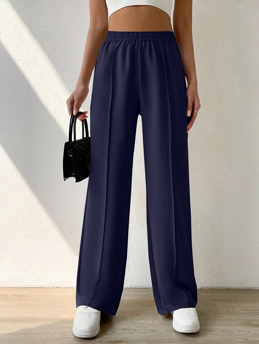 women high rise pleated straight trouser