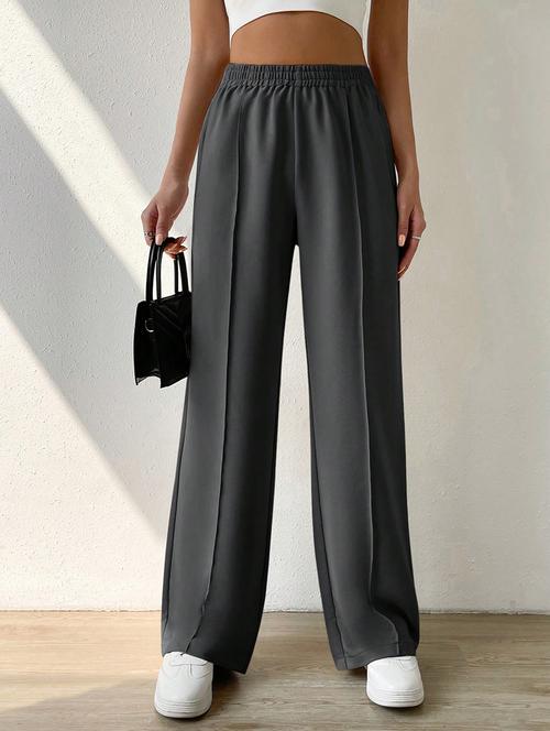 women high rise pleated straight trouser - 21864133 - Standard Image - 0