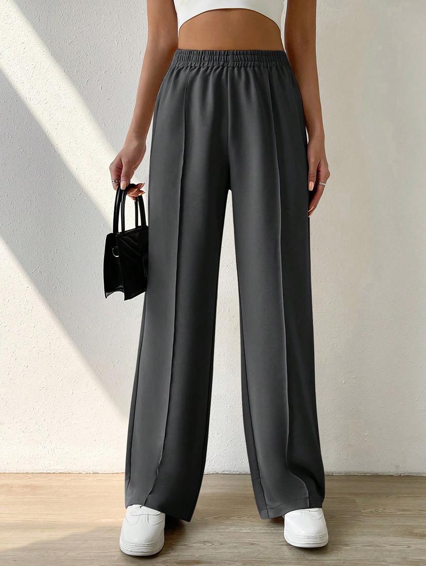 women high rise pleated straight trouser