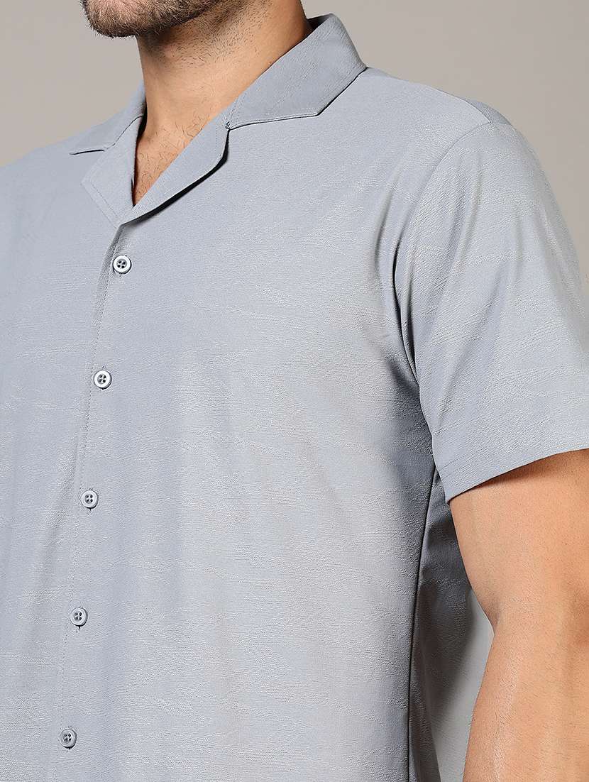 men solid cuban colared casual shirt - 21864295 -  Standard Image - 3