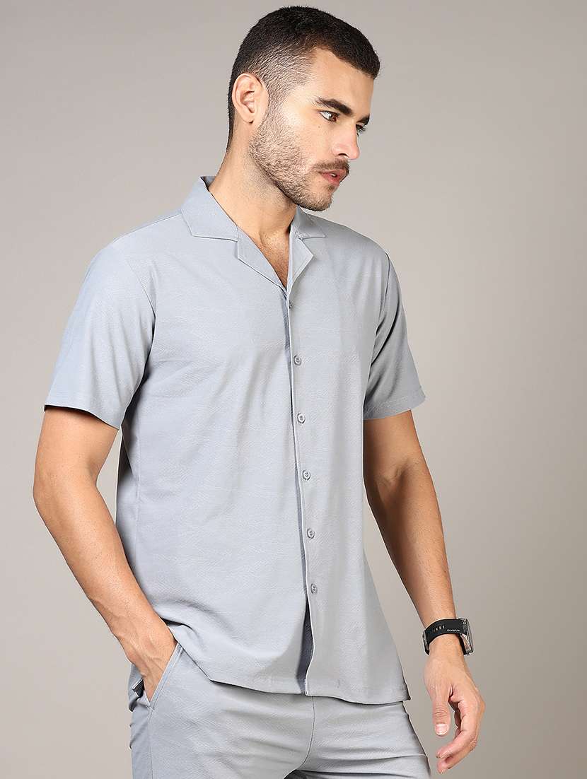 men solid cuban colared casual shirt - 21864295 -  Standard Image - 5