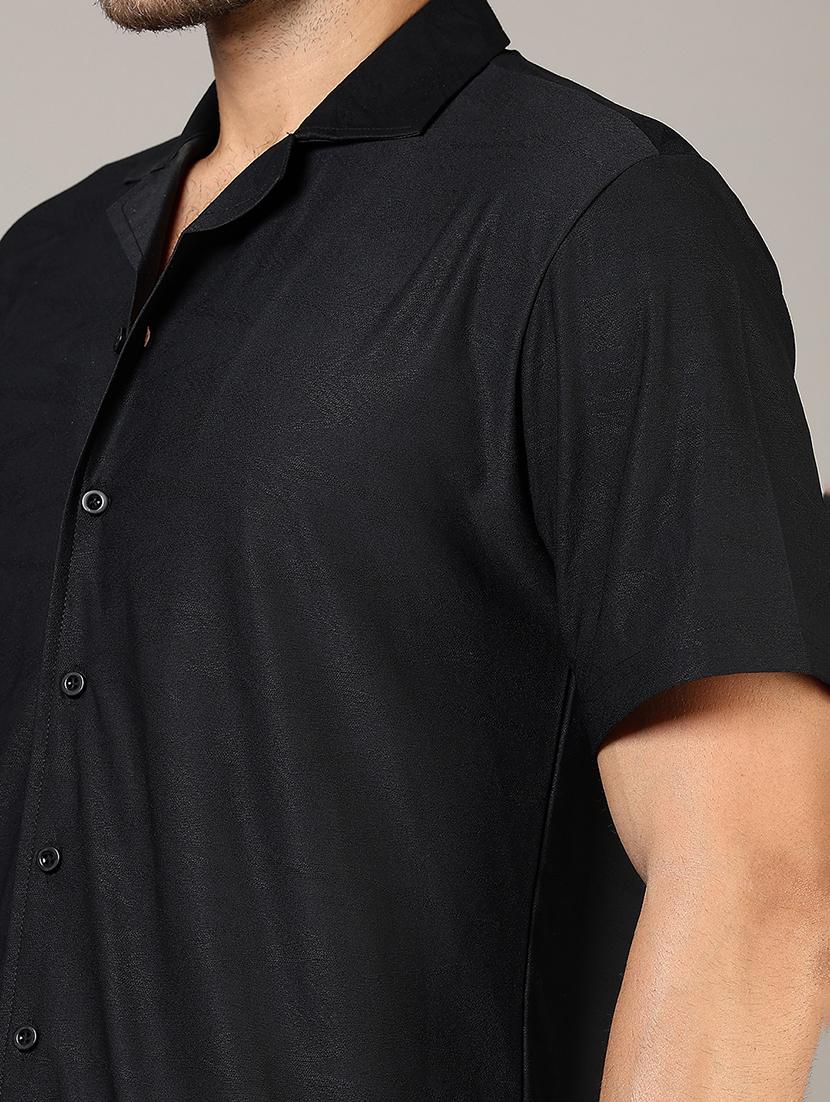 men solid cuban collared casual shirt - 21864333 - Standard Image - 3