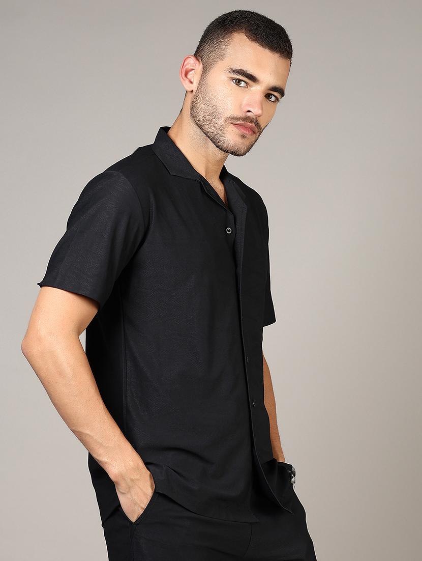men solid cuban collared casual shirt - 21864333 - Standard Image - 5