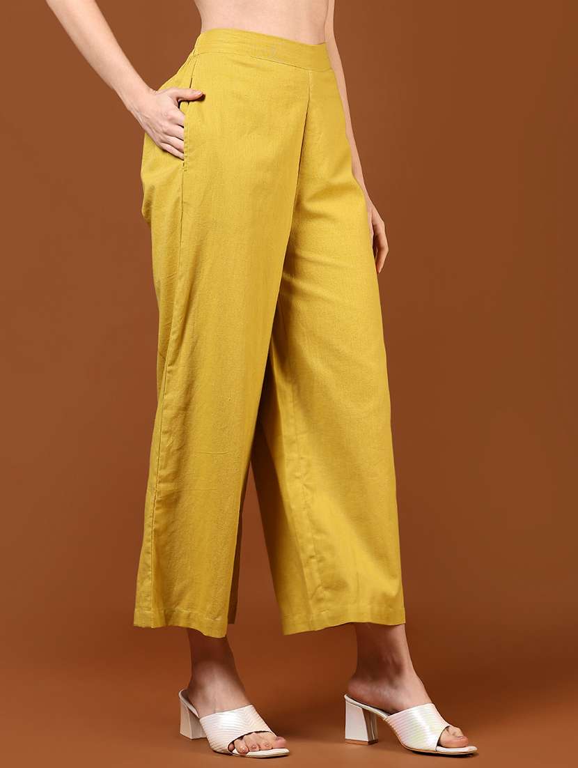 women solid high rise wide leg trouser - 21864390 -  Standard Image - 5