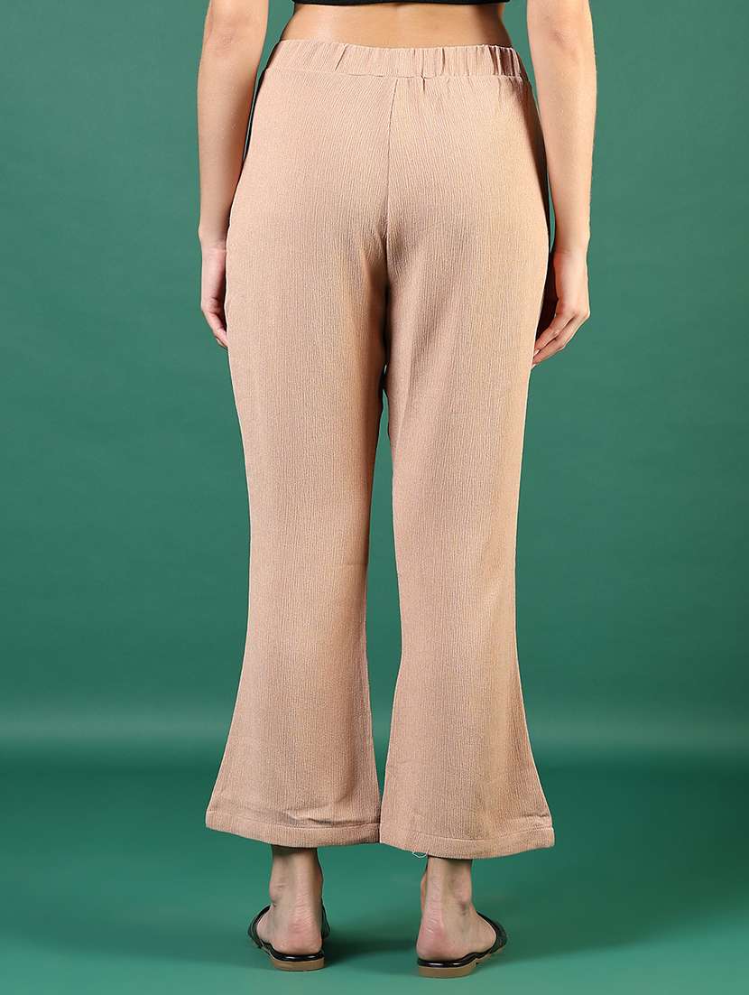 beige polyester palazzos - 21864416 -  Standard Image - 3