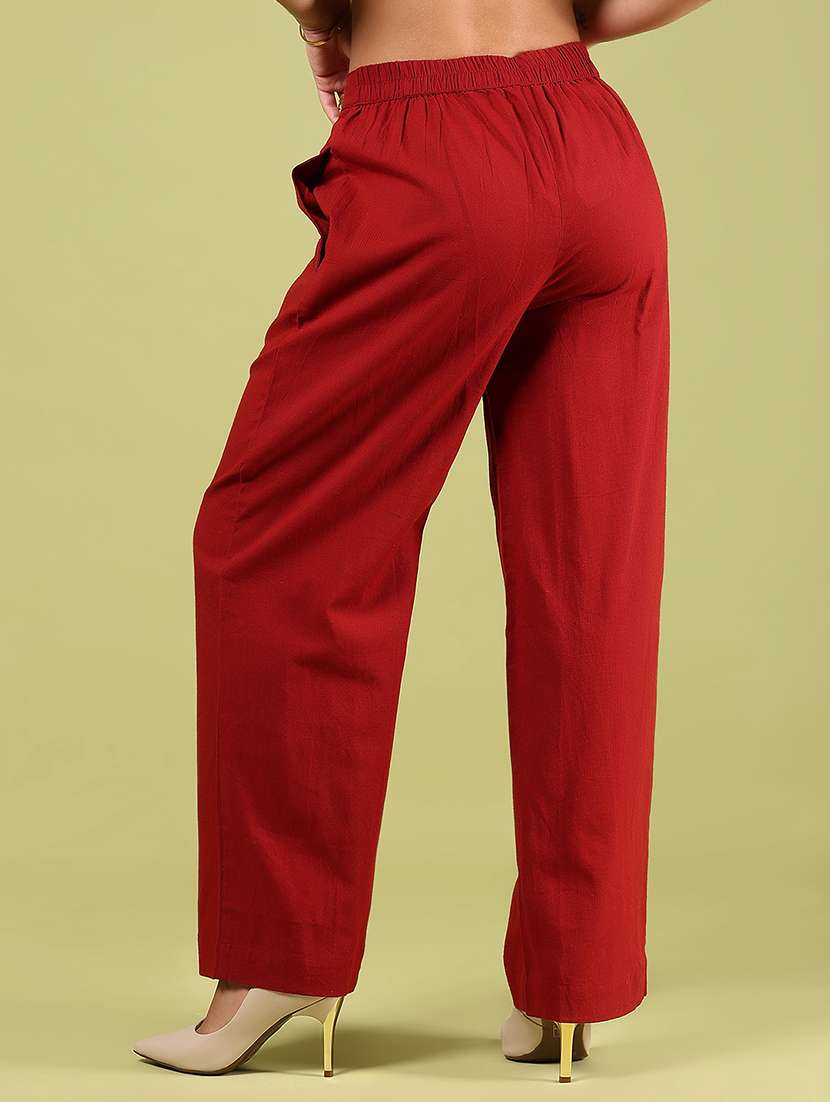 women solid mid rise straight fit trouser - 21864443 -  Standard Image - 3