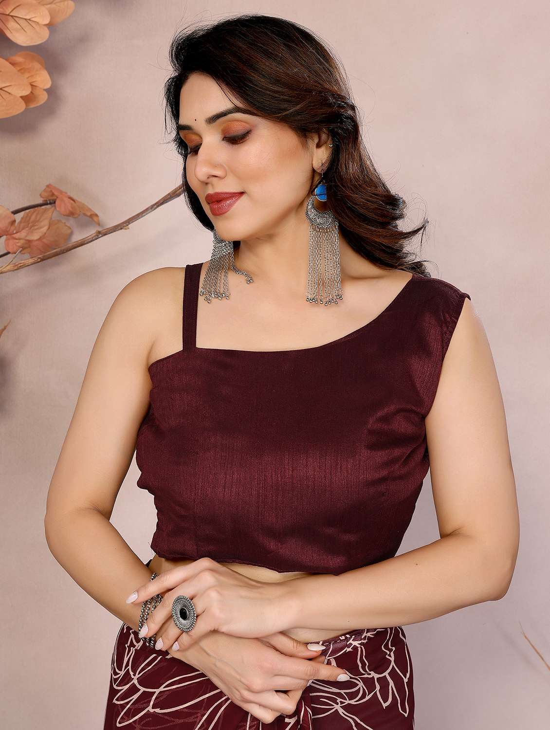 women printed ready to wear saree with blouse - 21866045 -  Standard Image - 3