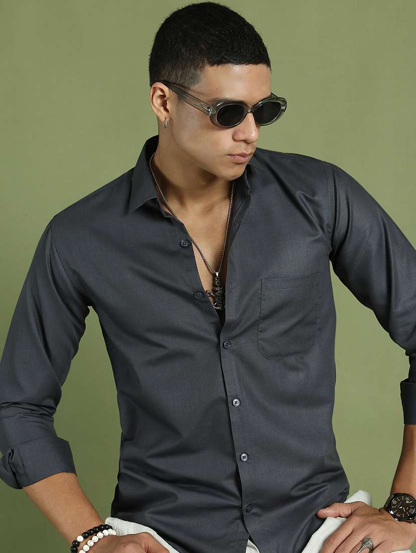 men solid long sleeve regular fit casual shirt 