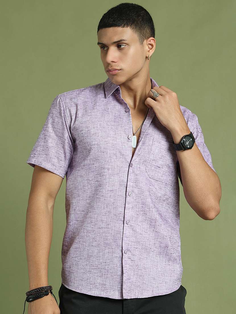 men solid short sleeve regular fit casual shirt 