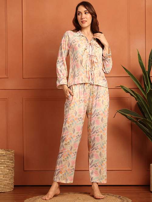women printed nightwear pyjama set - 21866634 - Standard Image - 0