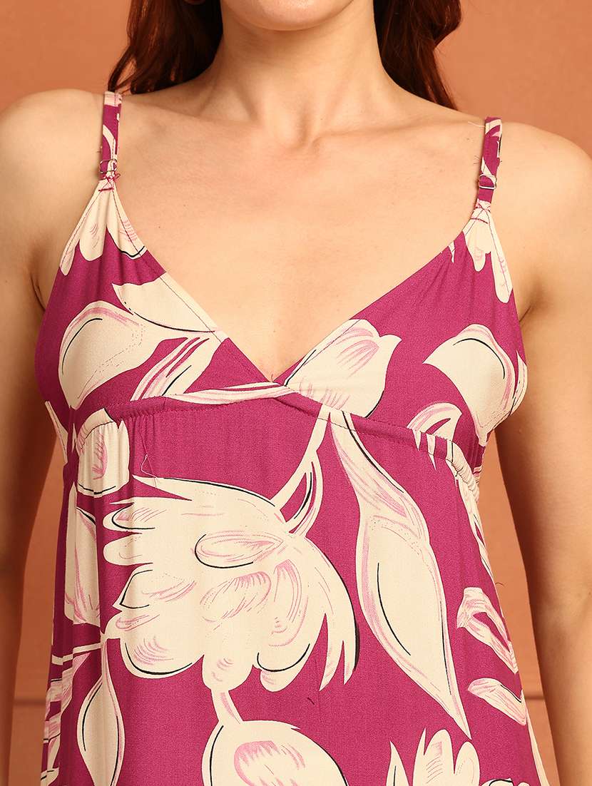 women printed shoulder strap tiered dress - 21867330 -  Standard Image - 5